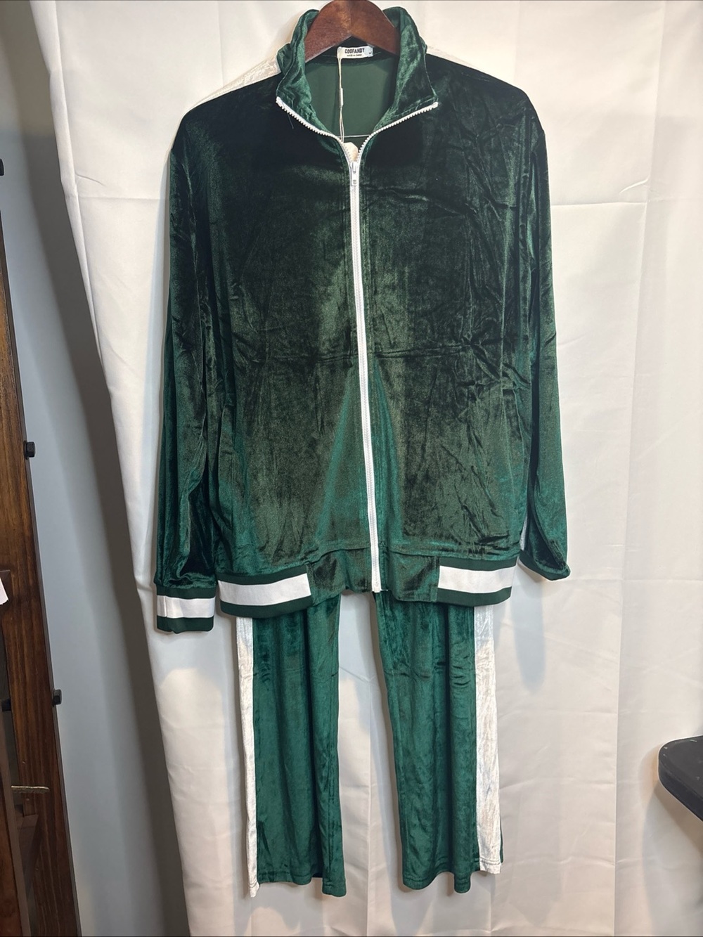 Dark Green Velour Track Suiy Joggers with Jacket
